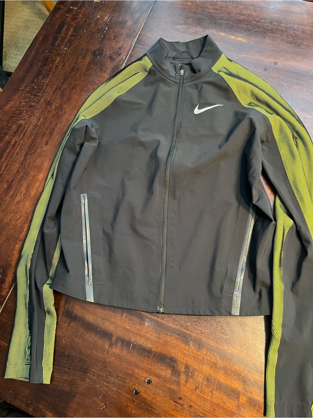 Nike Black Jacket with Olive Green Contrast Panels
